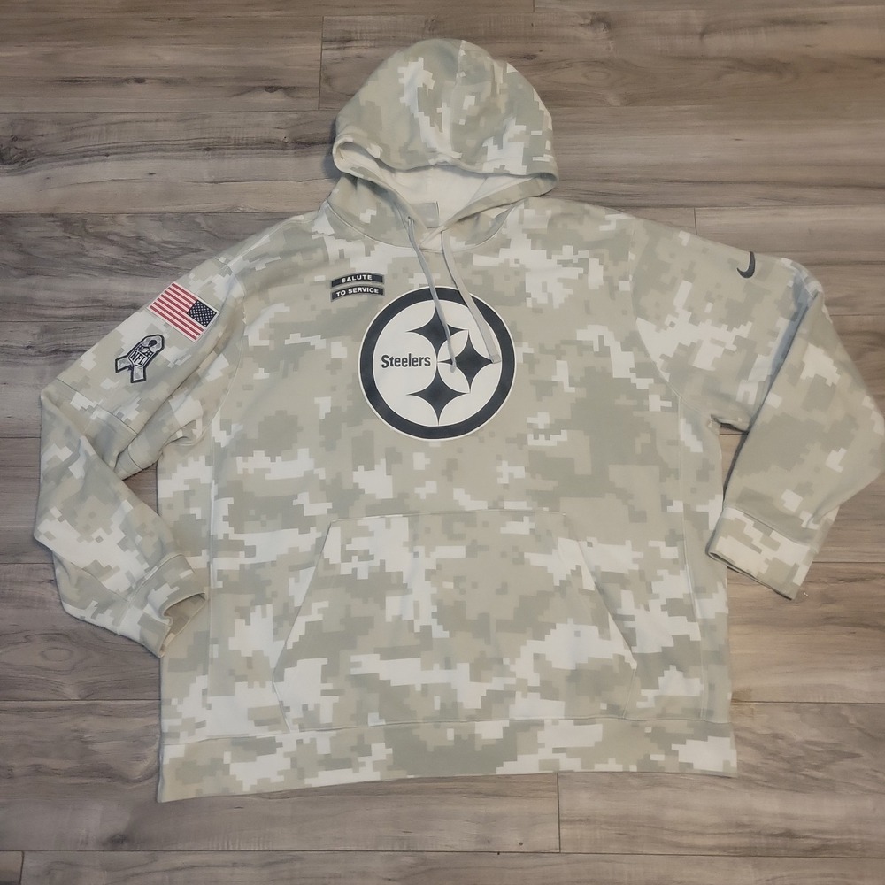 Nike Pittsburgh Steelers Salute to Service Hoodie Camo Pullover Mens XXL